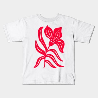 Red Stylized Tulip Kids T-Shirt